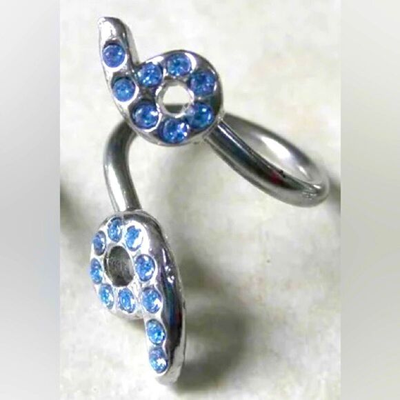 ‘69’ Swirl Belly Ring 🔥Blue or Silver l New - Picture 1 of 4